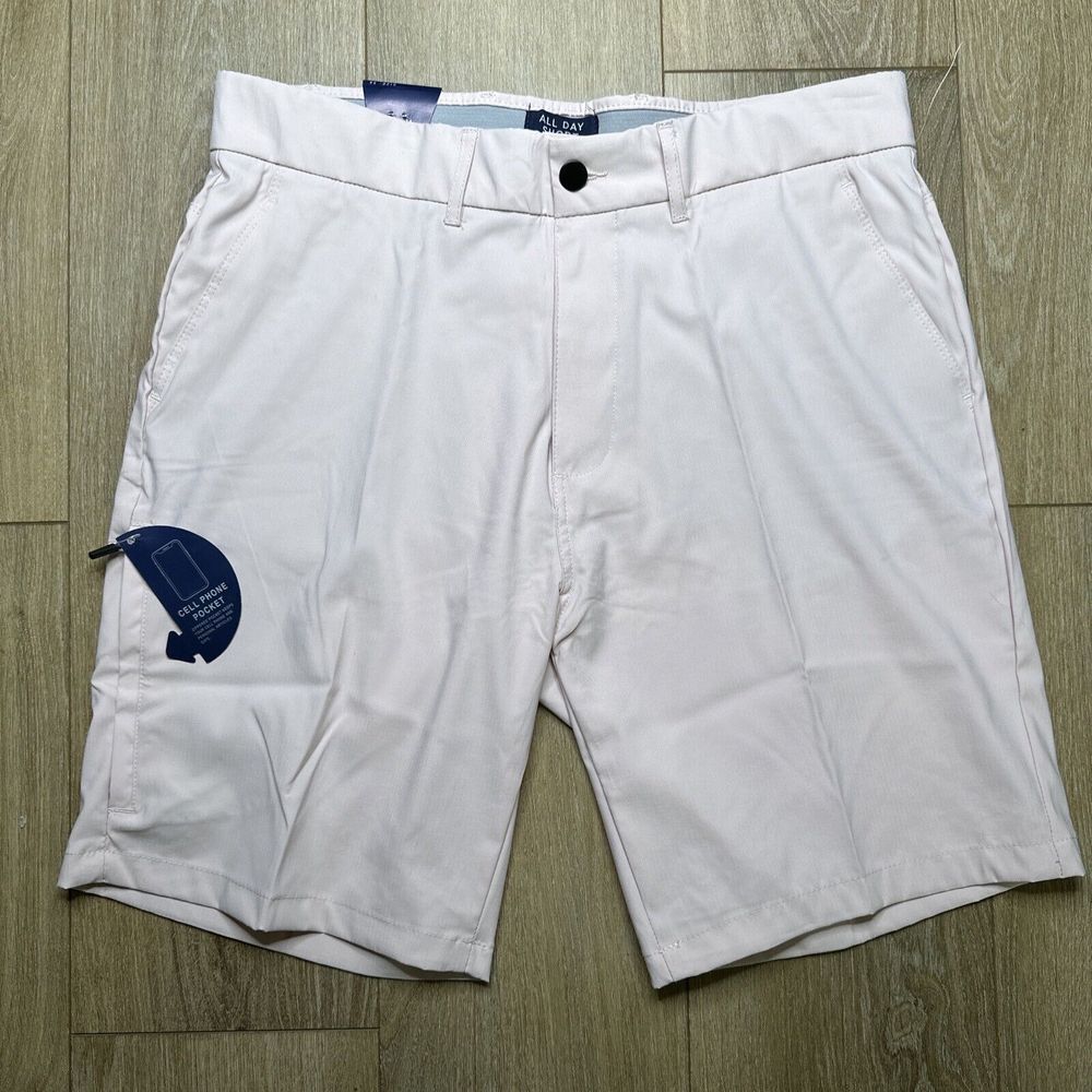 NEW All Day Short 4-way Stretch Men's Light Pink Active 34‎ Pockets